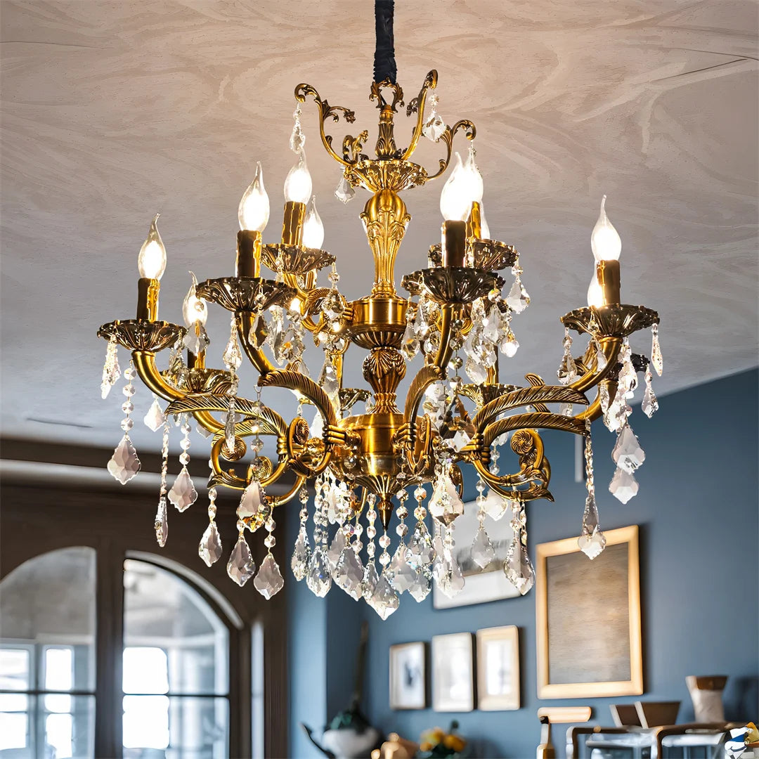 Antique Bronze LED Candle Pendant Ceiling Light Fixture with 6 Filament Bulbs for Crystal Chandeliers Dining Bedroom Kitchen Island Lighting