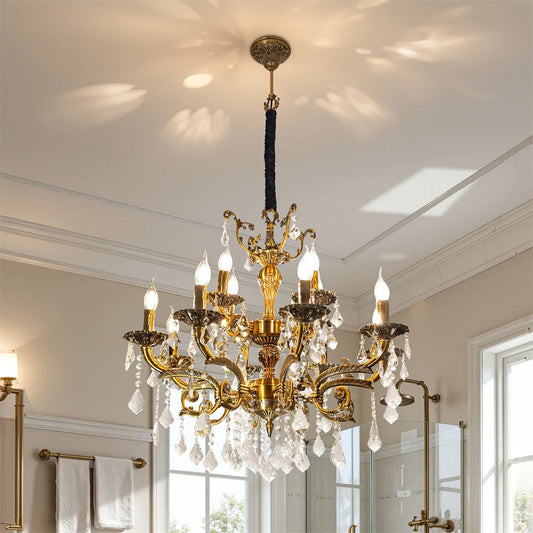 Antique Bronze LED Candle Pendant Ceiling Light Fixture with 6 Filament Bulbs for Crystal Chandeliers Dining Bedroom Kitchen Island Lighting