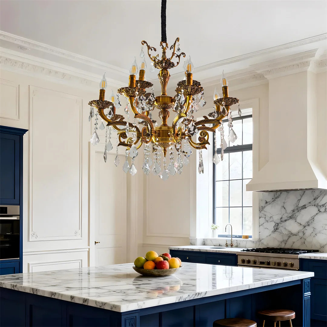 Antique Bronze LED Candle Pendant Ceiling Light Fixture with 6 Filament Bulbs for Crystal Chandeliers Dining Bedroom Kitchen Island Lighting
