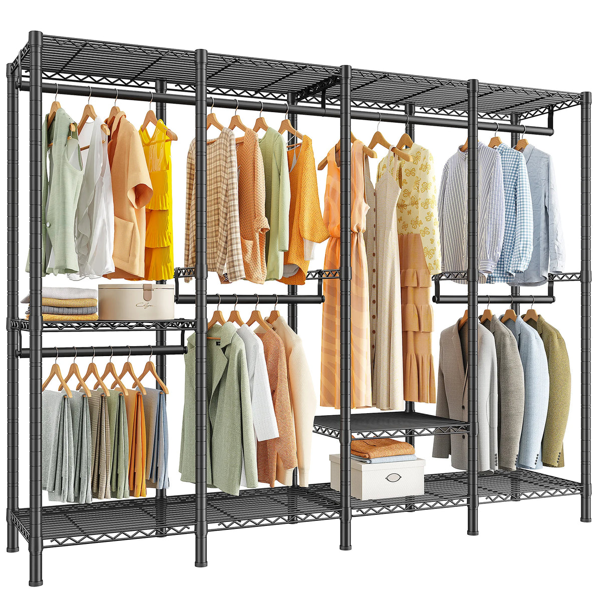 EnHomee 76.9"H Heavy Duty White Clothing Rack – 1,100 LBS Load Limit, Adjustable Metal Garment Rack for Bedroom or Closet