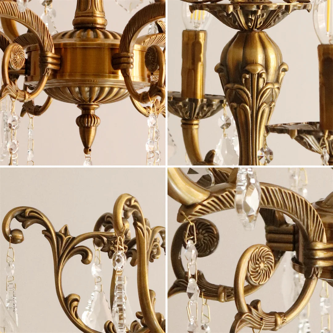 Antique Bronze LED Candle Pendant Ceiling Light Fixture with 6 Filament Bulbs for Crystal Chandeliers Dining Bedroom Kitchen Island Lighting