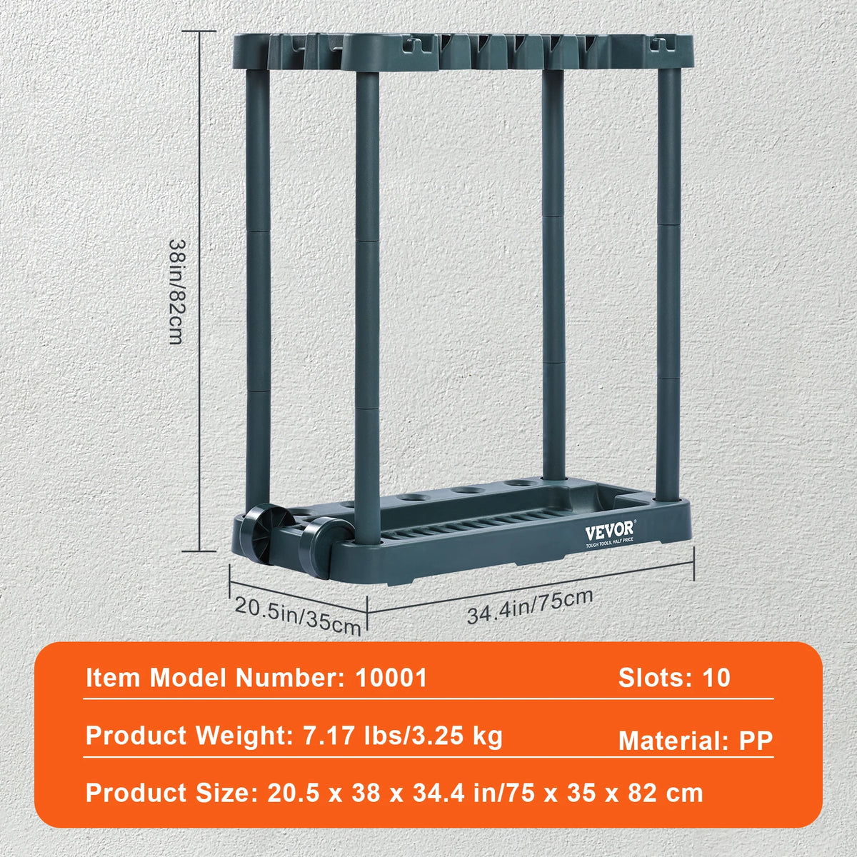 SucceBuy 10 Slots Yard Garden Tool Organizer Long-Handl Tool/Rake/Broom Tower Storage Rack Stand Holder for Garage Organization