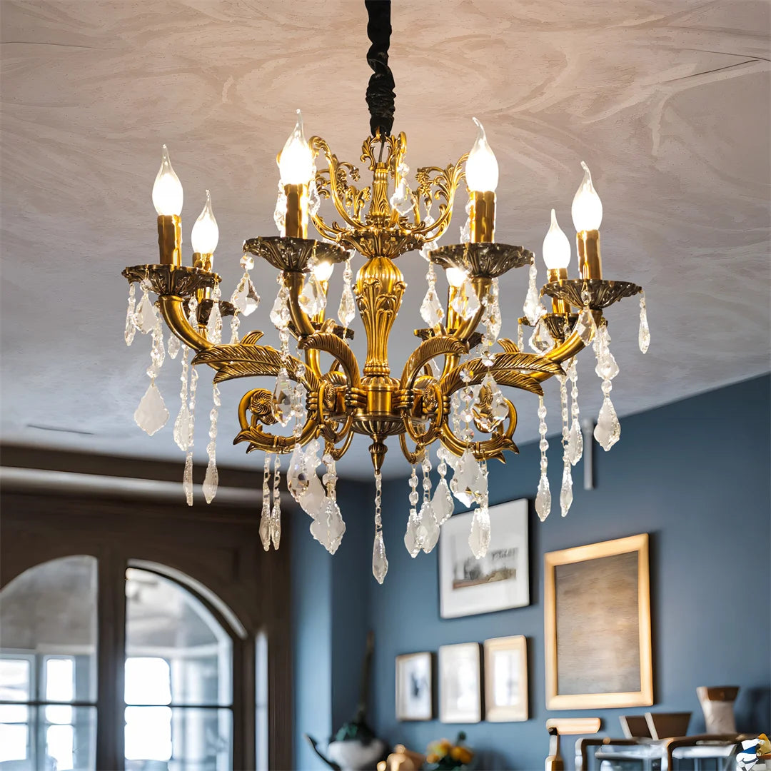 Antique Bronze LED Candle Pendant Ceiling Light Fixture with 6 Filament Bulbs for Crystal Chandeliers Dining Bedroom Kitchen Island Lighting