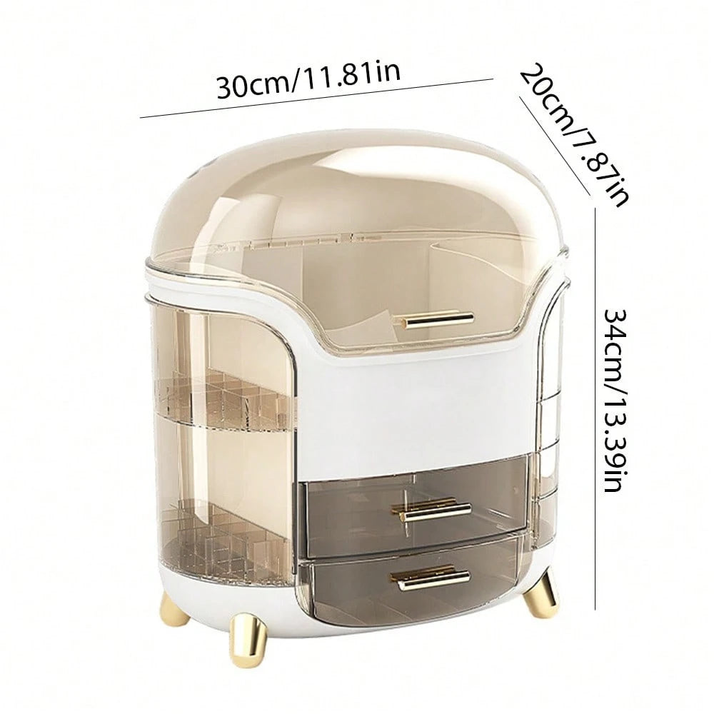 Makeup Storage Box with Lid & Drawers, Large Capacity Skincare Organizer for Vanity, Dustproof Cosmetic Display Case for Countertop, Bathroom & Dresser, Gift for Women