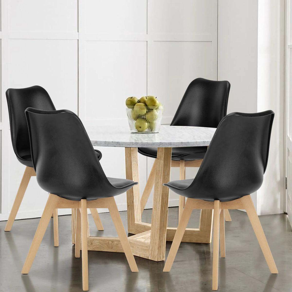 JHK PU Leather Dining Chairs Set of 4 Wooden Legs Lounge Chair for Home Kitchen Comfortable Sponge Cushion Living Room Chair