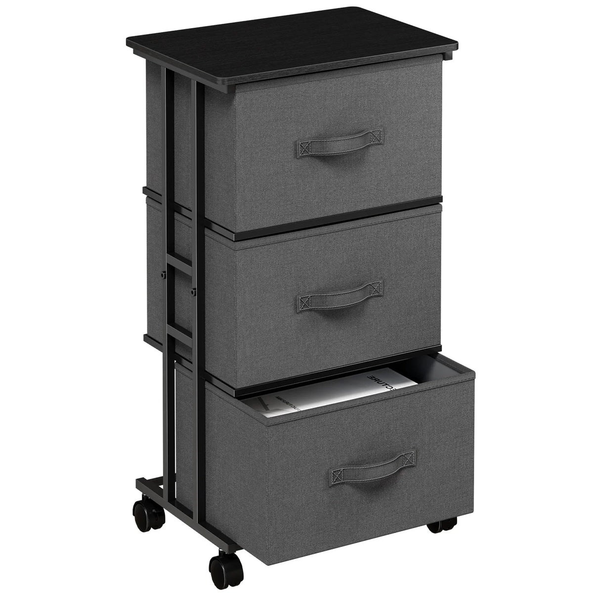 JHK 3 Drawers Dresser Storage Cabinet with Wheels Rolling Fabric Dresser Tower Storage Cabinet Organizer with Steel Frame for Closet Bedroom Entryway