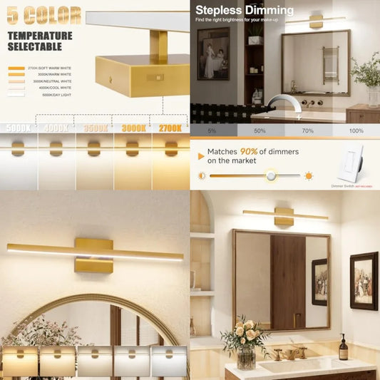 Modern Bathroom Vanity Light 24 inch, 14W Dimmable 5CCT Led Bathroom Light Fixture Over Mirror, Bar Vanity Light for Bathrooms
